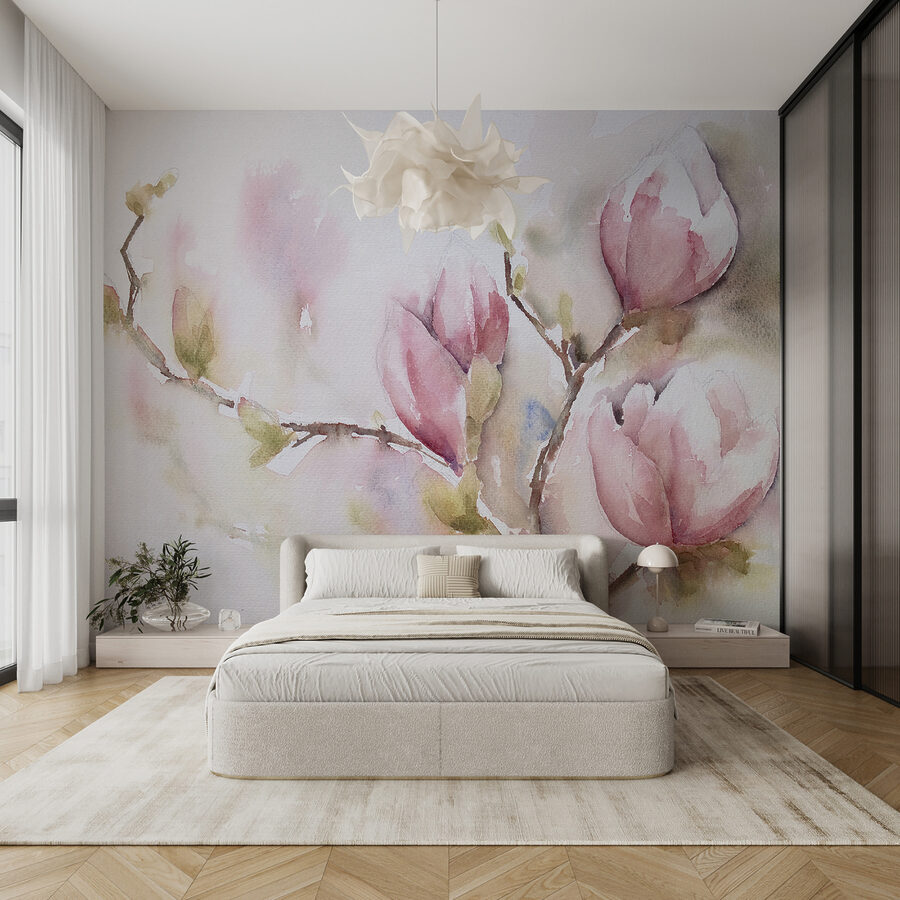 Acuarela de flores rosas