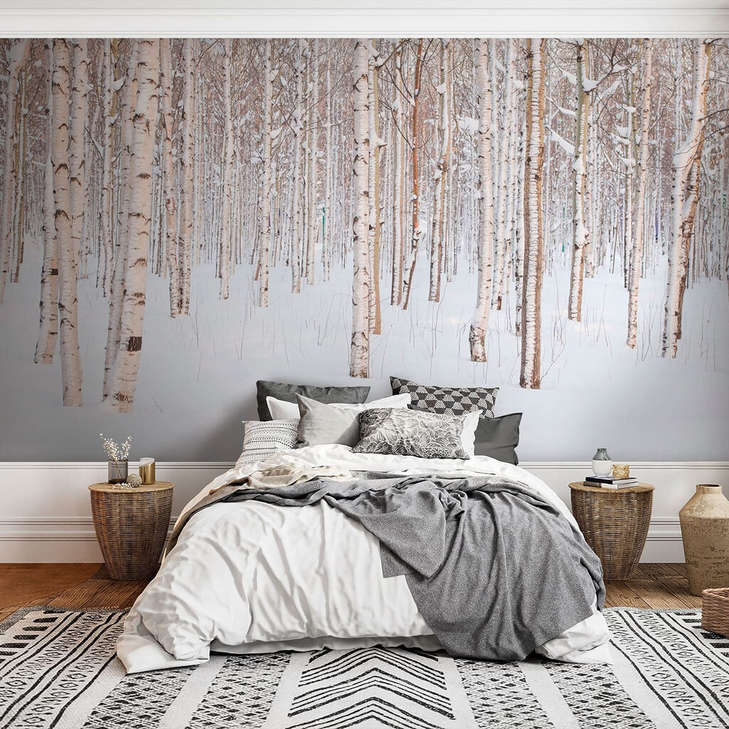 Group of trees in a snowy forest