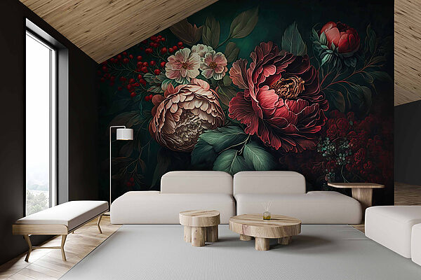 Pintura de flores y hojas Pintura de flores y hojas