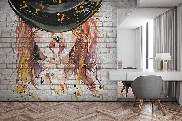 Pintura de una mujer con sombrero Pintura de una mujer con sombrero