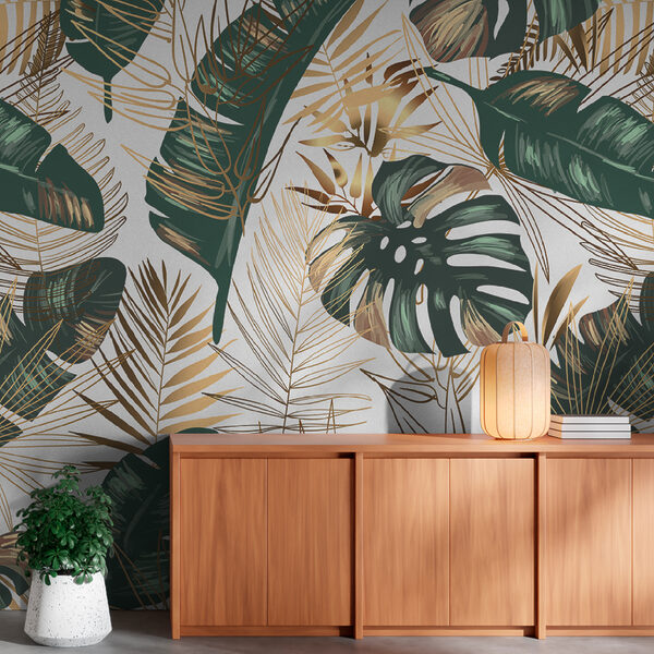 Exuberantes hojas tropicales en elegante diseño Exuberantes hojas tropicales en elegante diseño