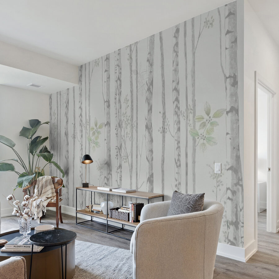 Papel pintado con árboles y hojas Papel pintado con árboles y hojas
