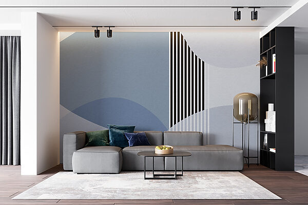 Un fondo azul y blanco con líneas y círculos negros Un fondo azul y blanco con líneas y círculos negros