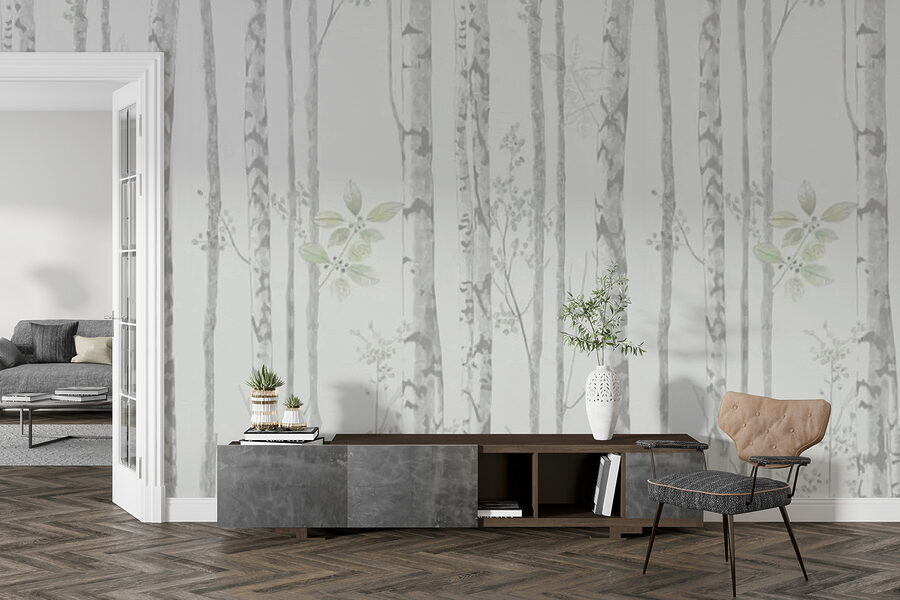 Papel pintado con árboles y hojas Papel pintado con árboles y hojas