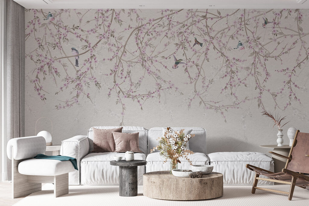 Painting of birds on a tree branch Painting of birds on a tree branch