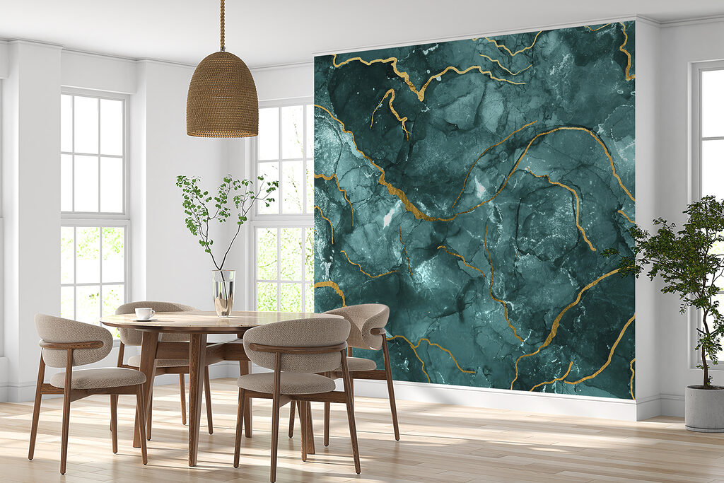 Elegant teal and warm accents design