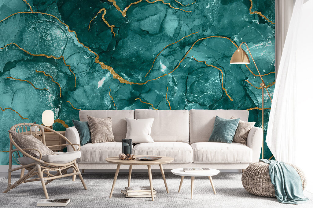 Elegant teal and warm accents design