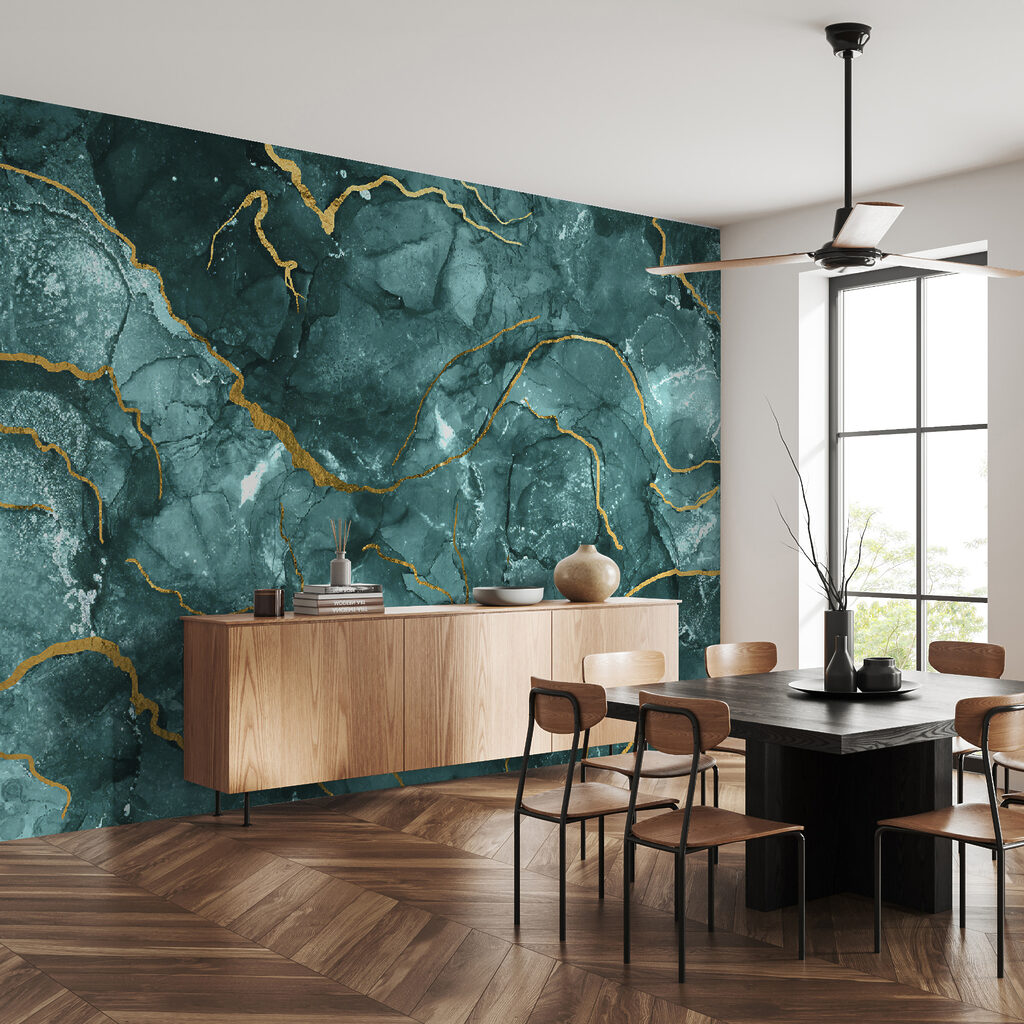 Elegant teal and warm accents design