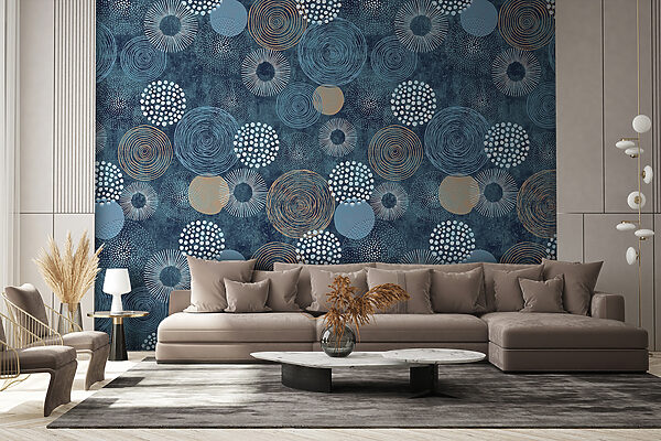 Motivo azul y blanco con círculos Motivo azul y blanco con círculos