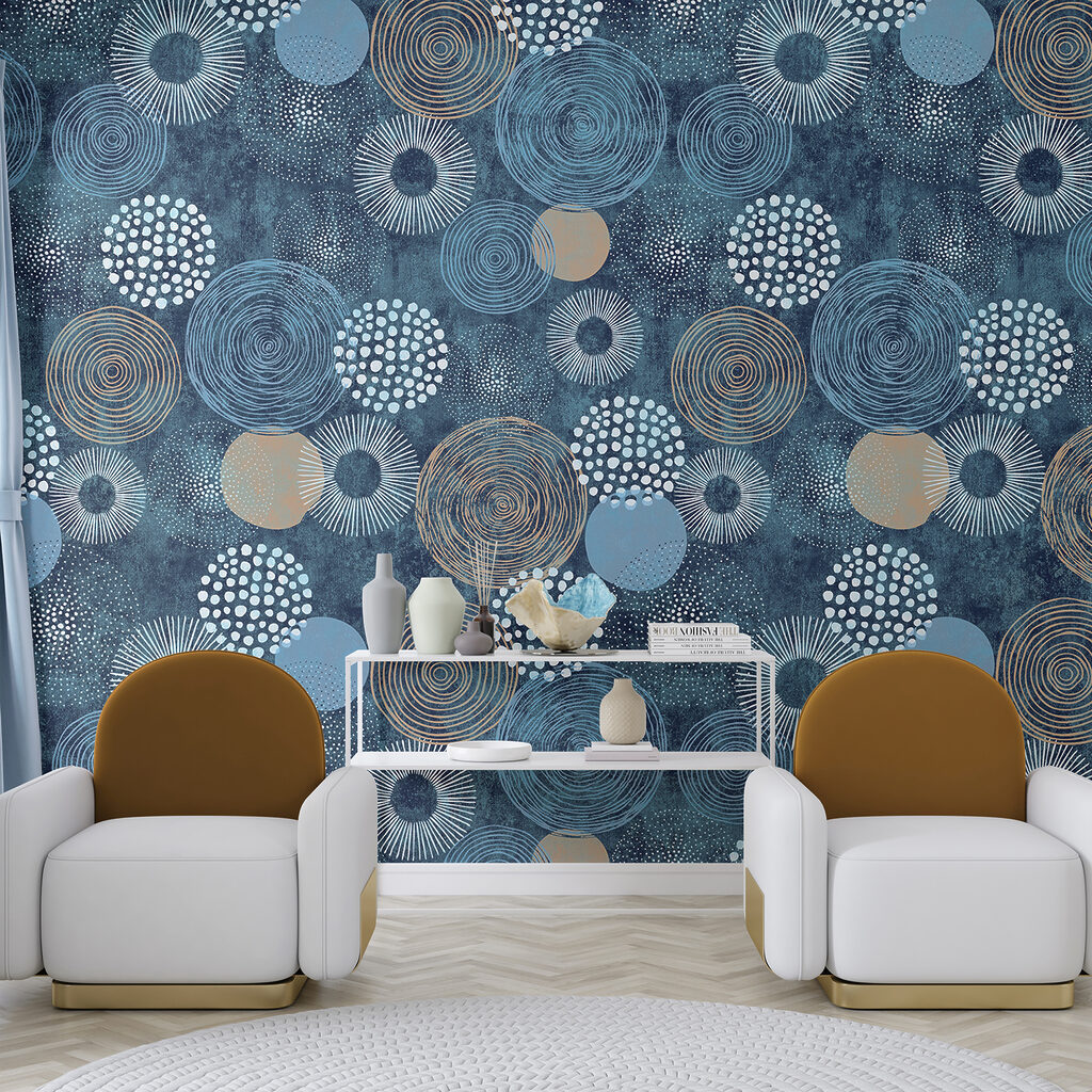 Blue and white pattern with circles