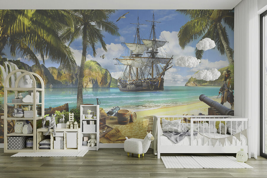 Fotomurales Barco pirata en una playa - Imagen 2