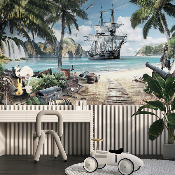 Pintura de un barco en una playa Pintura de un barco en una playa