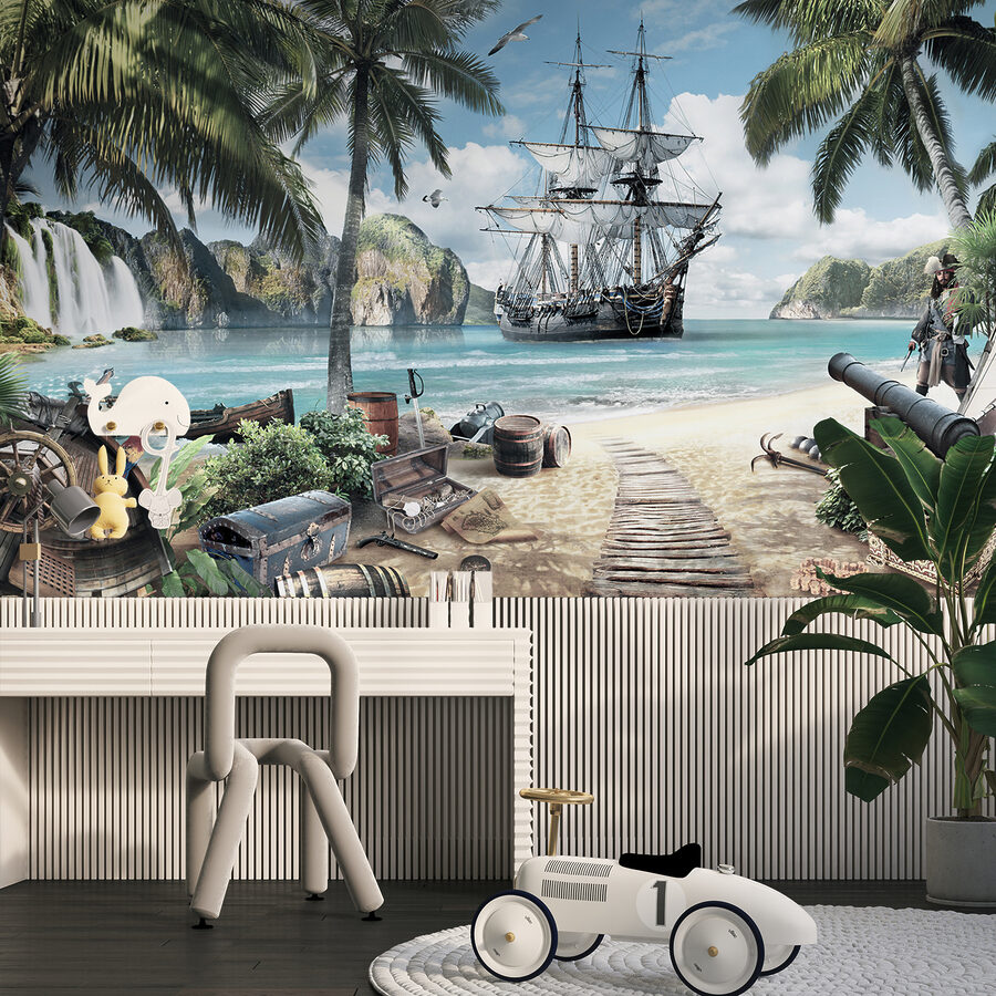 Fotomurales Pintura de un barco en una playa - Imagen 2