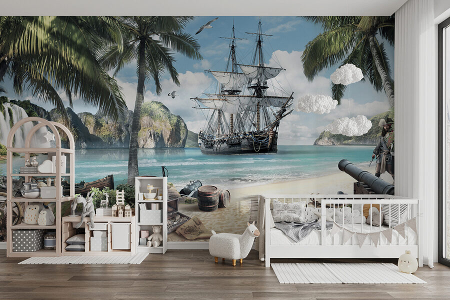 Fotomurales Pintura de un barco en una playa - Imagen 3