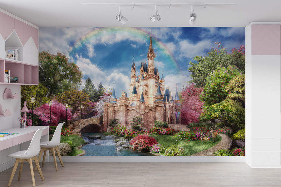 Fotomurales Castillo con estanque y arco iris - Imagen 5