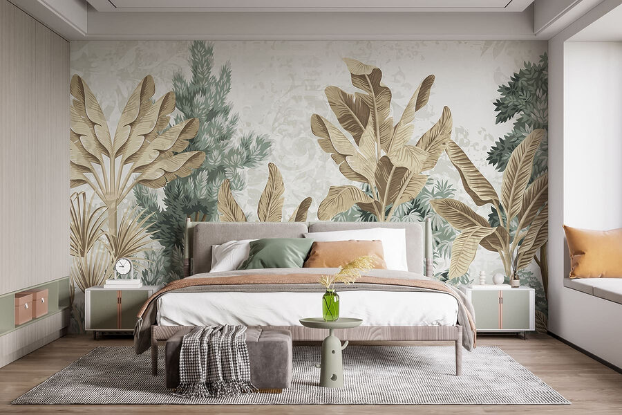 Papel pintado con plantas variadas