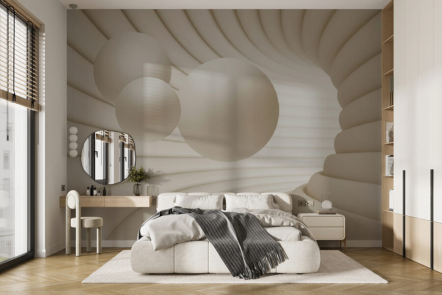 Objeto circular blanco con bolas