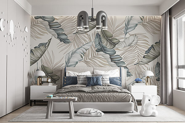 Pattern of leaves on a white background