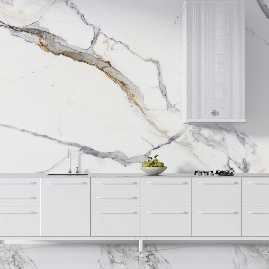 Elegante mármol blanco con vetas grises