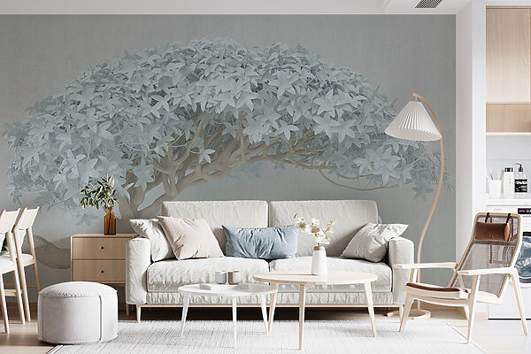 Árbol blanco con hojas blancas Árbol blanco con hojas blancas