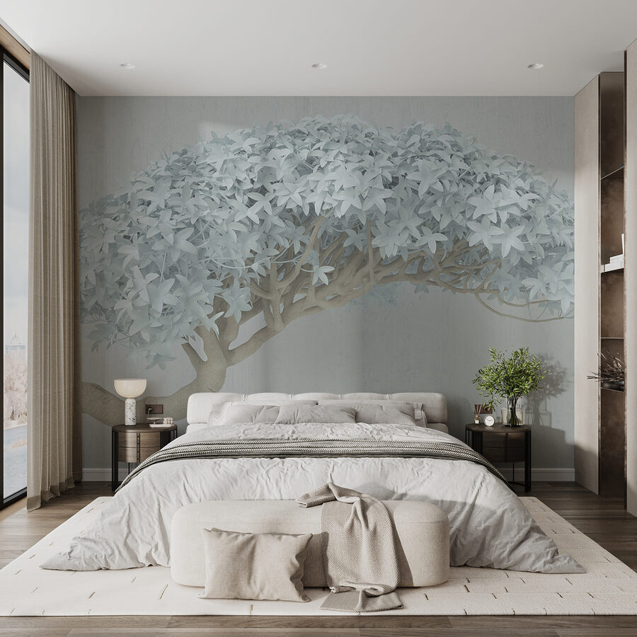Árbol blanco con hojas blancas