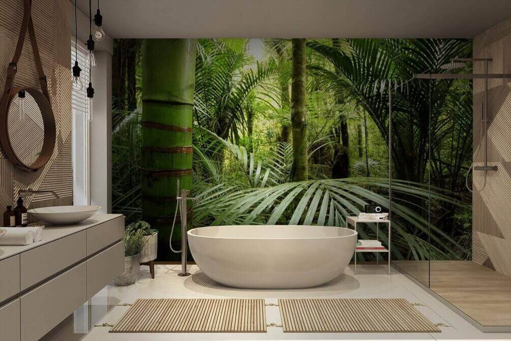 Green forest with palm trees Green forest with palm trees