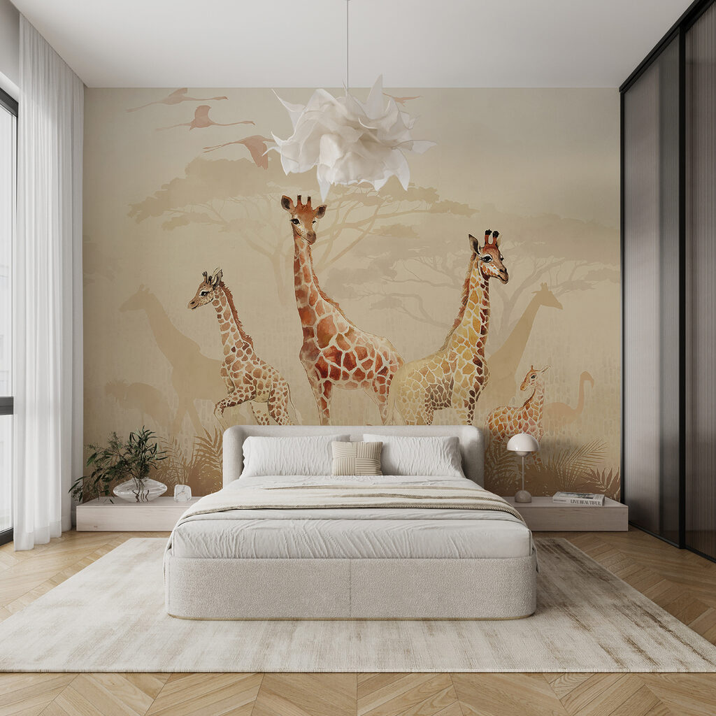 Group of giraffes in a field