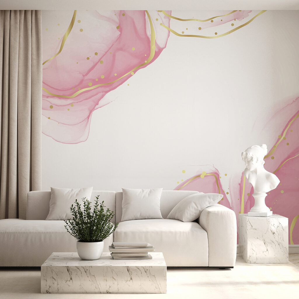 Pink swirls with speckled accents