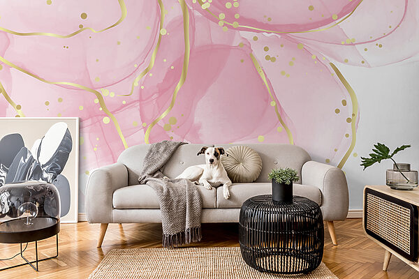 Pink swirls with speckled accents