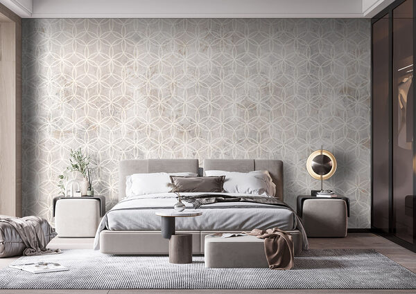 Pared con motivos blancos y grises Pared con motivos blancos y grises