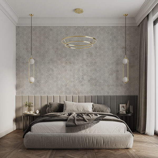 Pared con motivos blancos y grises Pared con motivos blancos y grises