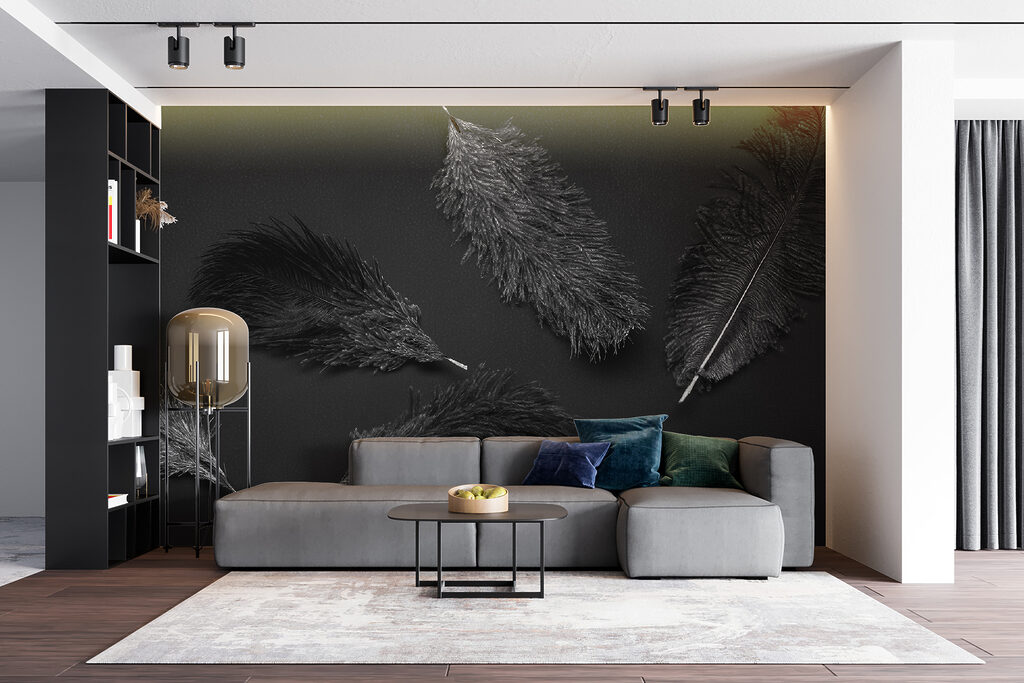 Group of black feathers