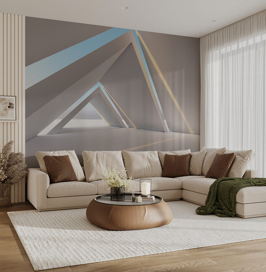 Habitación blanca con formas triangulares Habitación blanca con formas triangulares