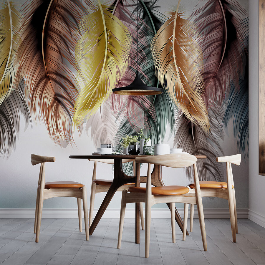 Grupo de plumas de colores