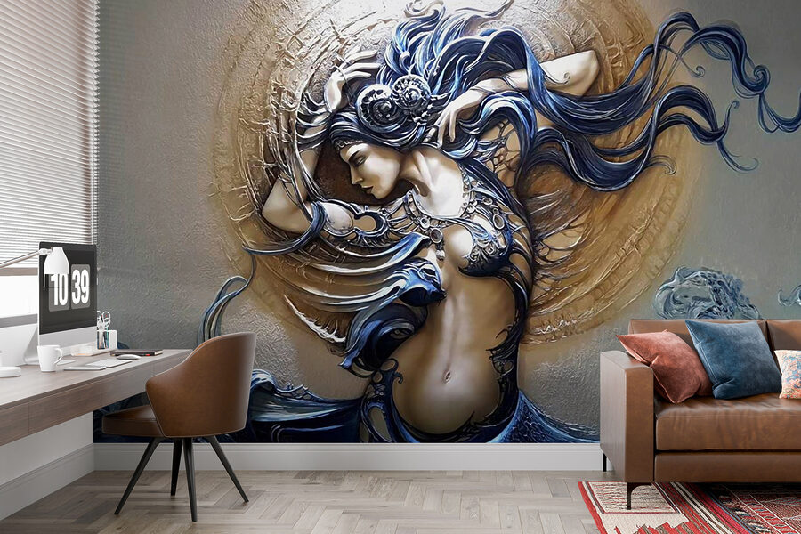 Pintura de una mujer con el pelo largo