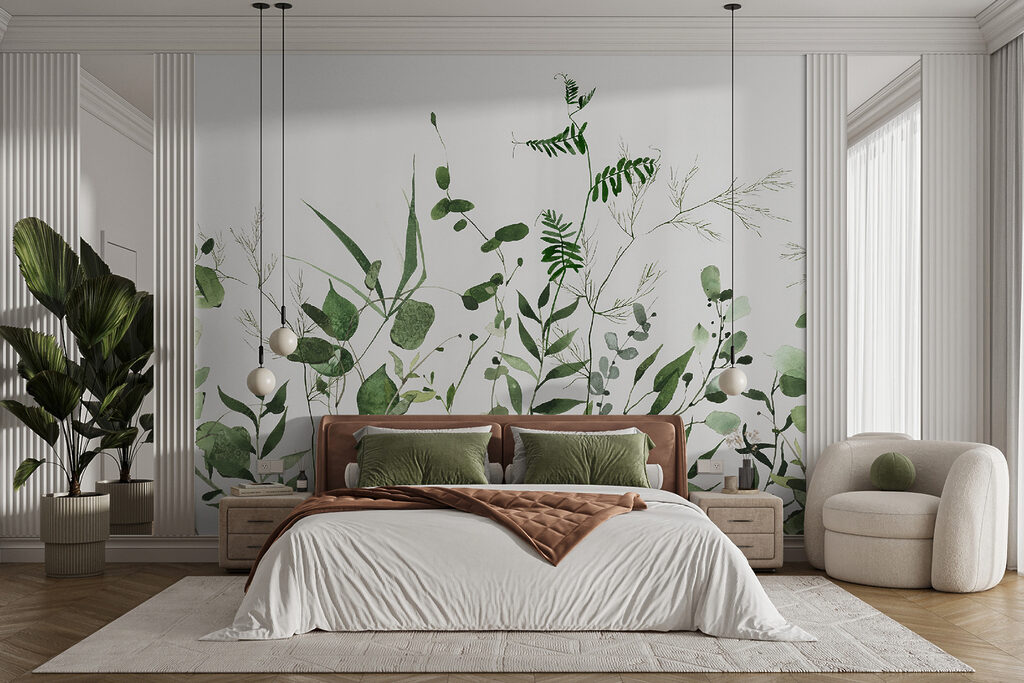 Lush greenery on a white background