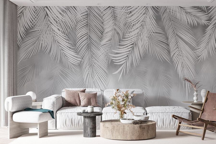 Hojas blancas sobre fondo gris