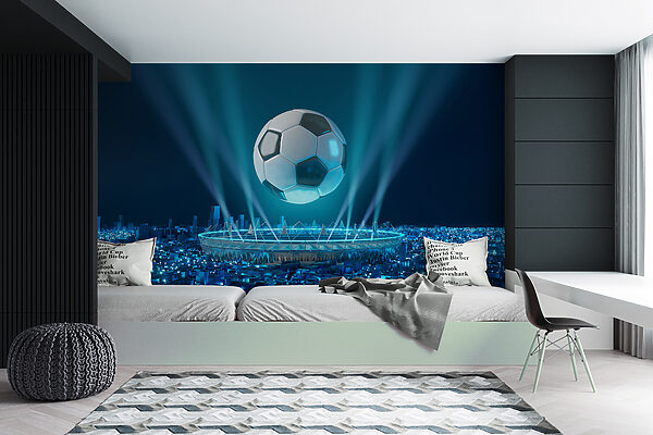 Balón de fútbol sobre un estadio Balón de fútbol sobre un estadio