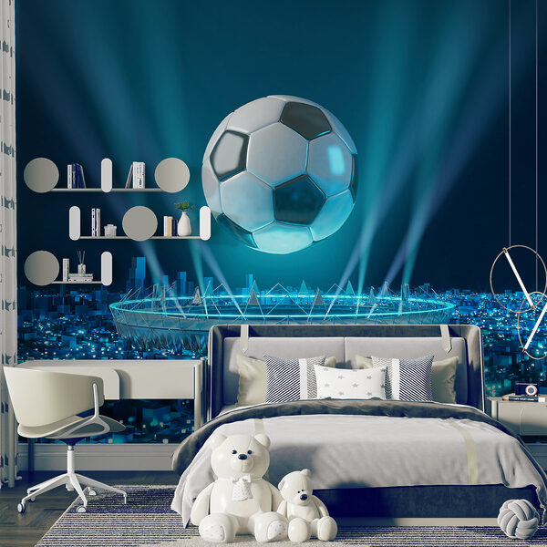 Balón de fútbol sobre un estadio Balón de fútbol sobre un estadio