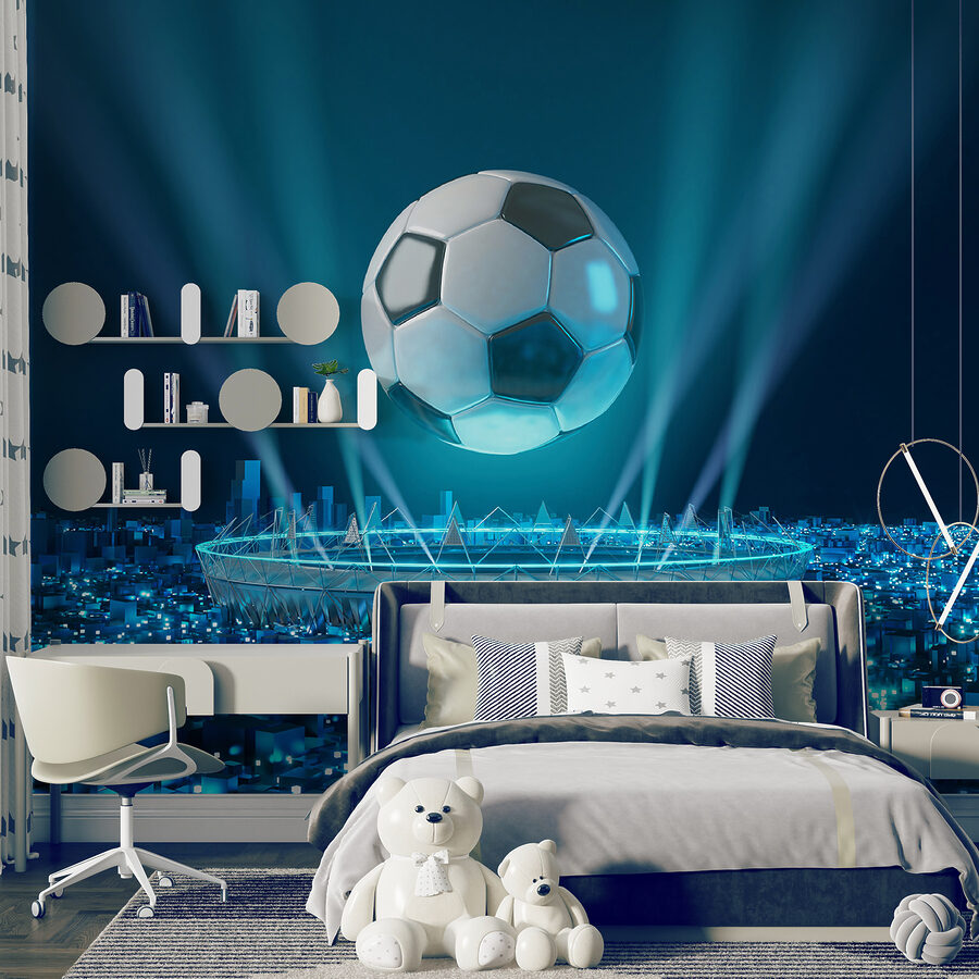 Balón de fútbol sobre un estadio Balón de fútbol sobre un estadio