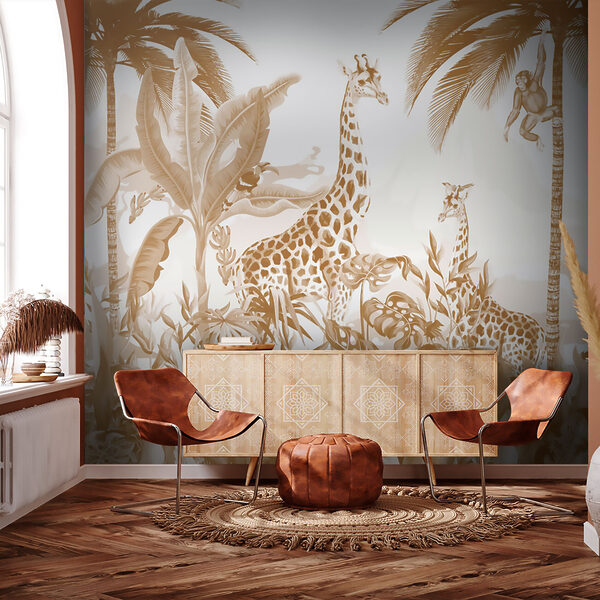 Papel pintado con jirafas y cebras Papel pintado con jirafas y cebras