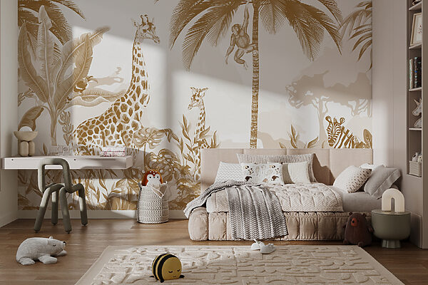 Papel pintado con jirafas y cebras Papel pintado con jirafas y cebras