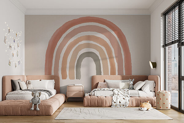 Arco iris pintado en rosa y gris Arco iris pintado en rosa y gris