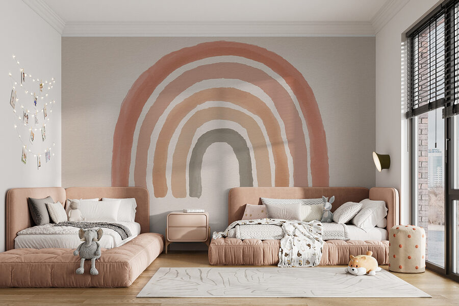Arco iris pintado en rosa y gris Arco iris pintado en rosa y gris