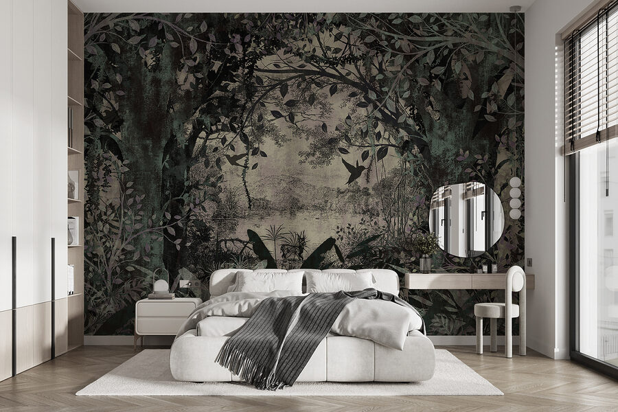 Pintura de árboles y plantas