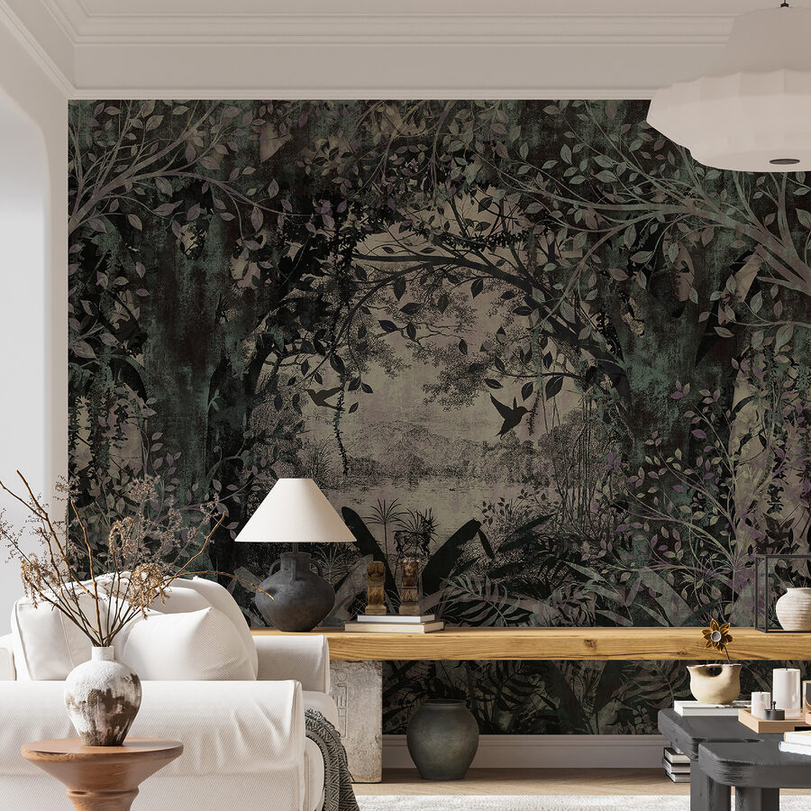 Pintura de árboles y plantas