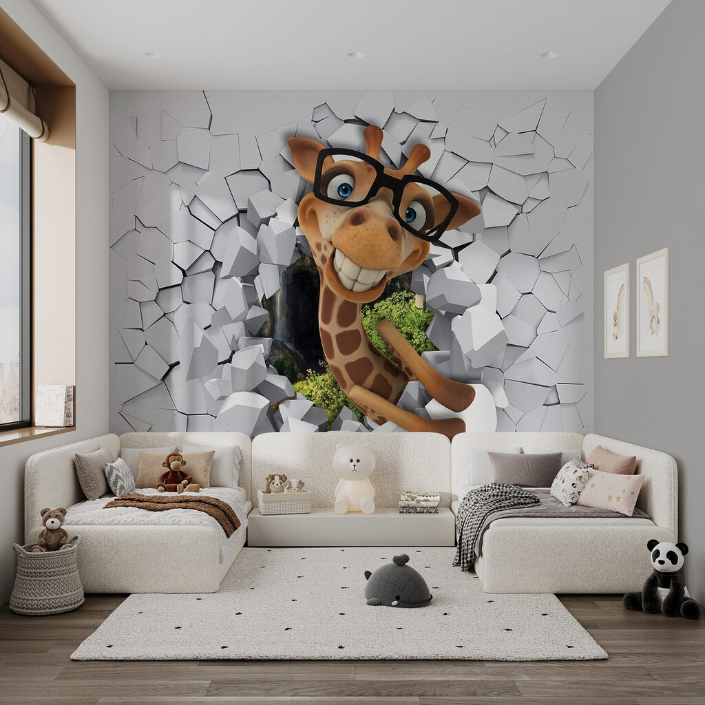 Giraffe cartoon character in glasses