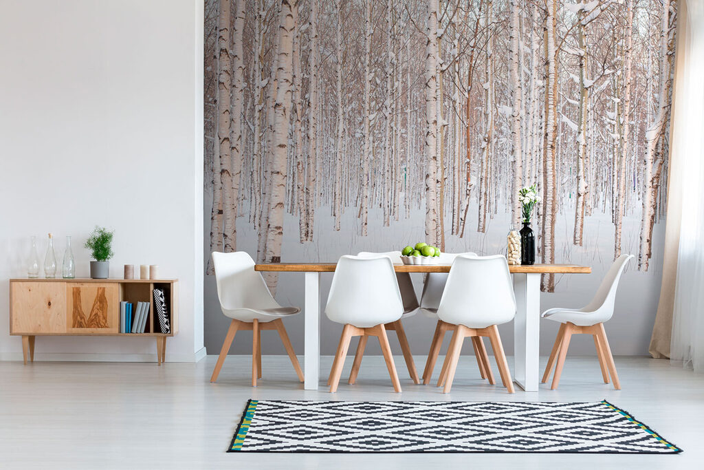 Group of trees in a snowy forest