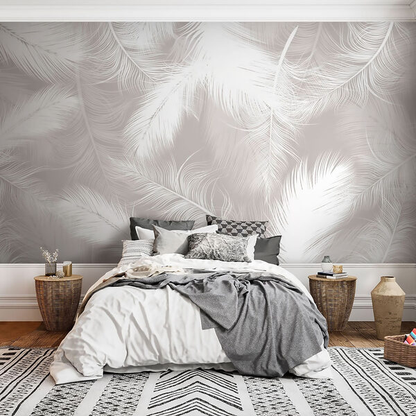 Plumas blancas sobre fondo gris Plumas blancas sobre fondo gris