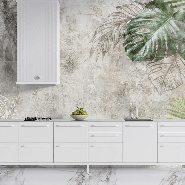 Elegant leaves on textured background